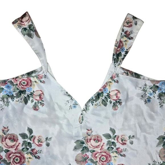 Vintage Kathryn Womens Floral Satin Cami Top Size L Coquette Cottage Boho Fairy - Picture 3 of 8